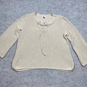 Old Navy sweater womens XXL knit Lagenlook  boho white flared cottage comfy cozy